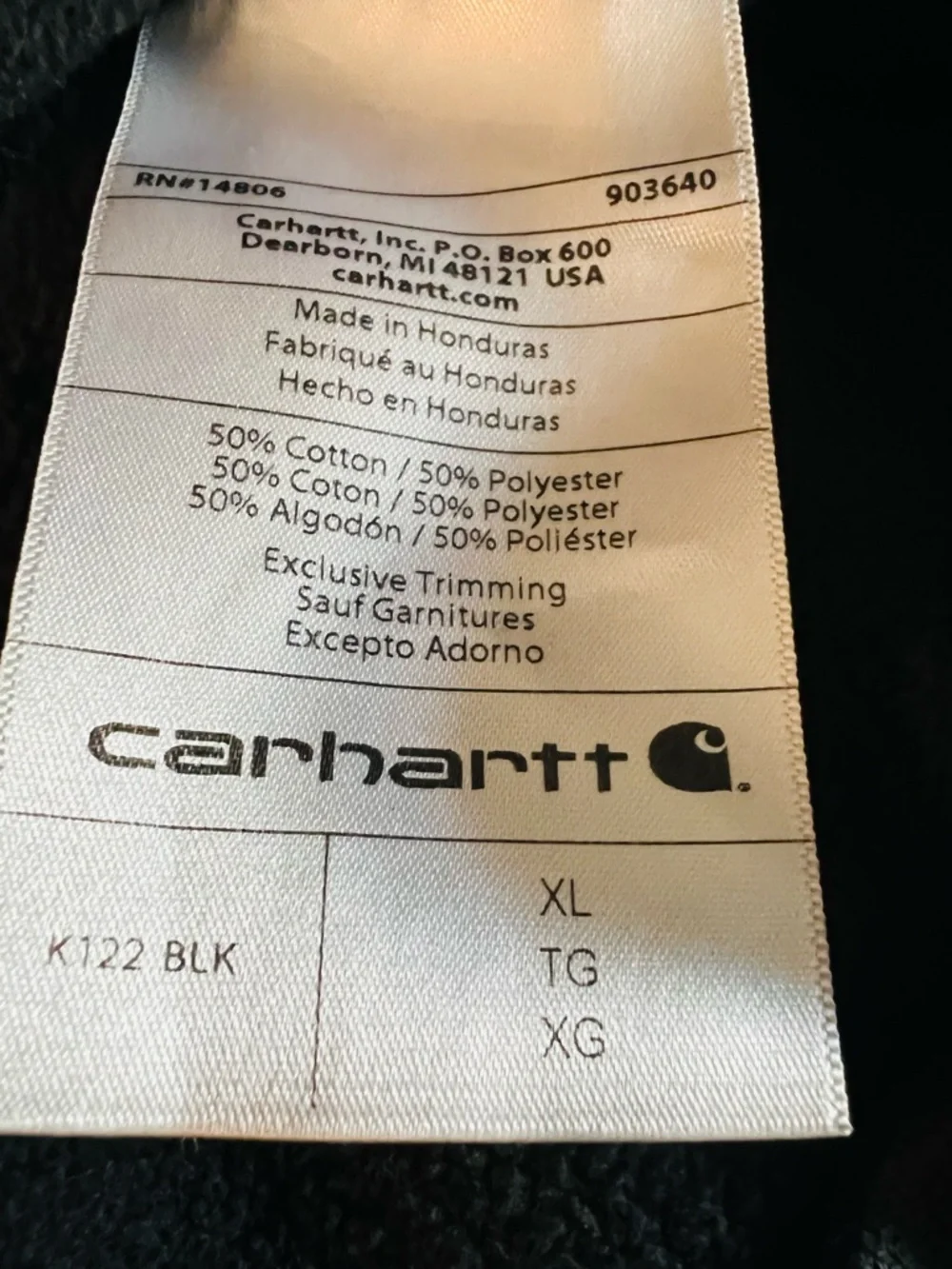 Carhartt Black Full-Zip Hooded Jacket Size XL